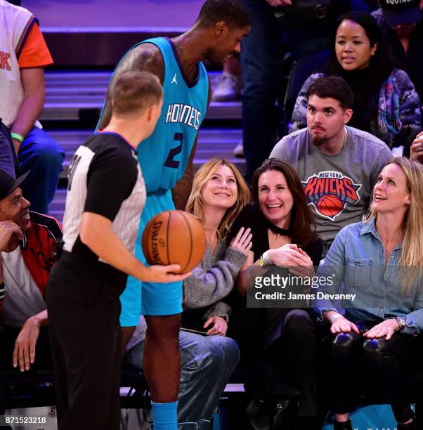 Ellen Pompeo attends the Charlotte Hornets Vs New York Knicks game at Madison Square Garden on November 7, 2017 in New York City.