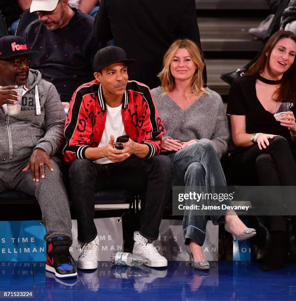 Chris Ivery and Ellen Pompeo attend the Charlotte Hornets Vs New York Knicks game at Madison Square Garden on November 7, 2017 in New York City.