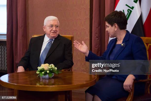 President of Iraq Fuad Masum meet with Prime Minister of Poland Beata Szydlo at Chancellery of the Prime Minister in Warsaw, Poland on 7 November 2017