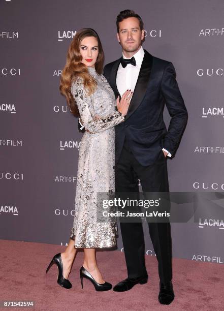 Actor Armie Hammer and wife Elizabeth Chambers attend the 2017 LACMA Art + Film gala at LACMA on November 4, 2017 in Los Angeles, California.