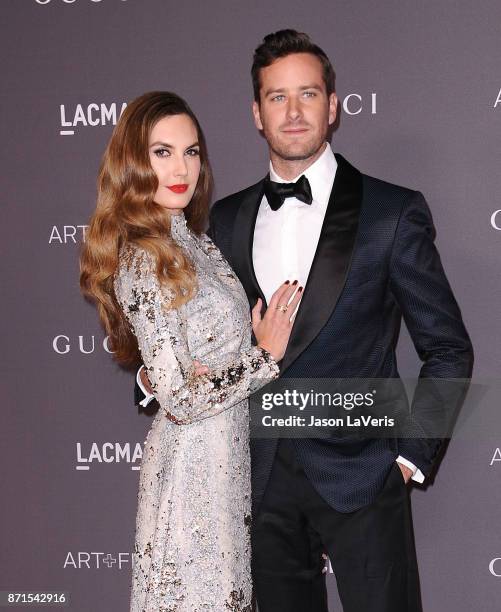 Actor Armie Hammer and wife Elizabeth Chambers attend the 2017 LACMA Art + Film gala at LACMA on November 4, 2017 in Los Angeles, California.