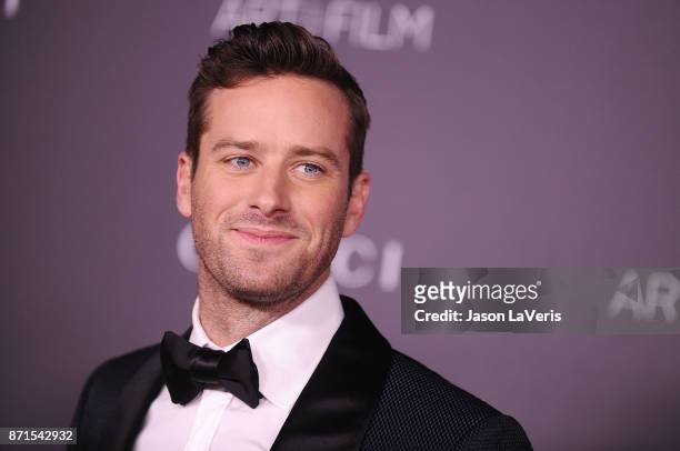 Actor Armie Hammer attends the 2017 LACMA Art + Film gala at LACMA on November 4, 2017 in Los Angeles, California.