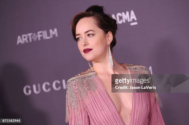 Actress Dakota Johnson attends the 2017 LACMA Art + Film gala at LACMA on November 4, 2017 in Los Angeles, California.