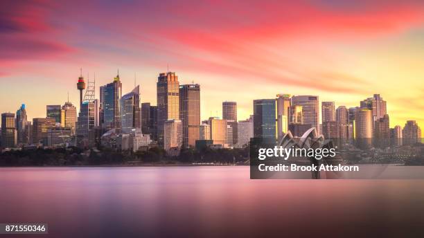 saturated sky above sydney city. - quayside stock pictures, royalty-free photos & images