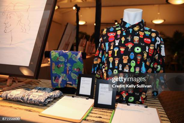 Silent auction items on display at The Walt Disney Family Museum's 3rd Annual Fundraising Gala at the Golden Gate Club on November 7, 2017 in San...