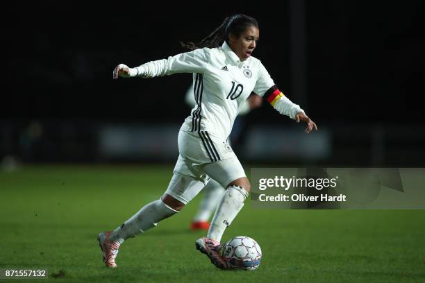 Gia Corley of Germany in action during the U16 Girls international friendly match betwwen Denmark and Germany at the Skive Stadion on November 6,...