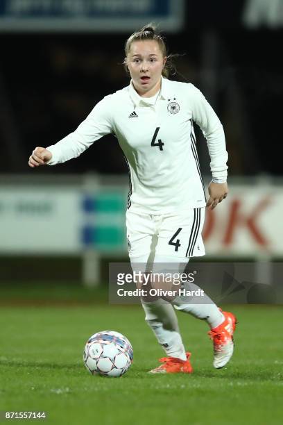Madeleine Steck of Germany in action during the U16 Girls international friendly match betwwen Denmark and Germany at the Skive Stadion on November...