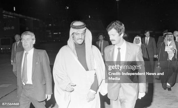 Saudi Arabian Foreign Affairs Minister His Royal Highness Prince Saud Al Faisal arrived in Dublin Airport for an official visit, circa November 1983....