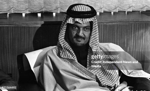 Saudi Arabian Foreign Affairs Minister His Royal Highness Prince Saud Al Faisal arrived in Dublin Airport for an official visit, circa November 1983....