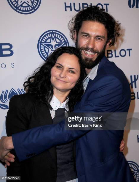 Actress Summer Phoenix and artist/actor Tom Franco attend photo opp for Hulu's 'Obey Giant' at The Theatre at Ace Hotel on November 7, 2017 in Los...