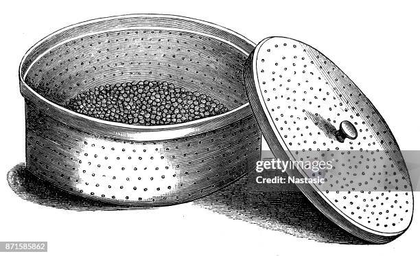 artificial fish breeding pot - caviar stock illustrations