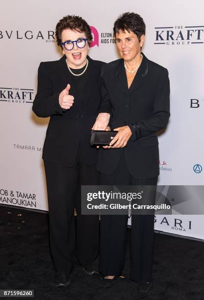 Former professional tennis players Billie Jean King and Ilana Kloss attend Elton John AIDS Foundation Commemorates Its 25th Year And Honors Founder...