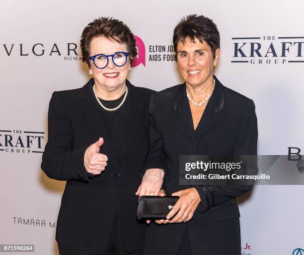 Former professional tennis players Billie Jean King and Ilana Kloss attend Elton John AIDS Foundation Commemorates Its 25th Year And Honors Founder...