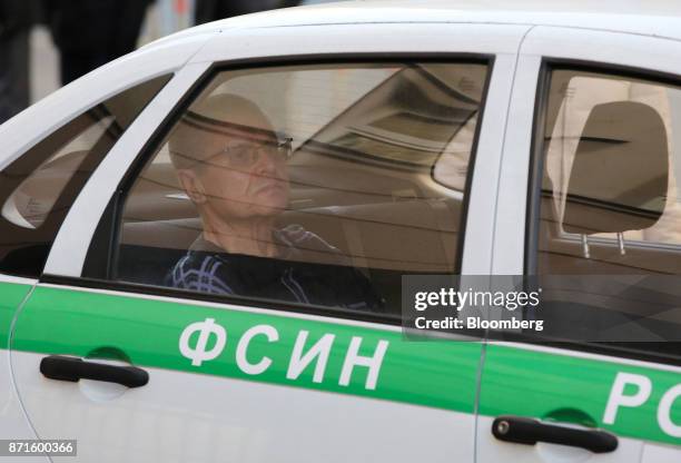 Alexei Ulyukayev, Russia's former economy minister, departs in a police vehicle after attending a hearing at Zamoskvoretsky court in Moscow, Russia,...