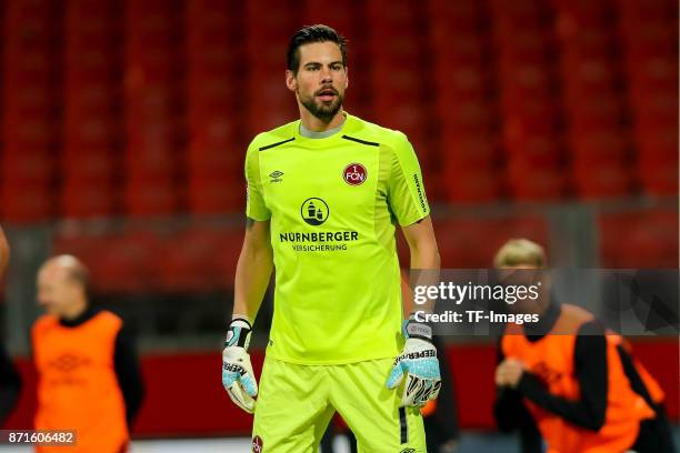 Goalkeeper Thorsten Kirschbaum of 1.FC Nuernberg looks on during the Second Bundesliga match between 1. FC Nuernberg and FC Ingolstadt 04 at...