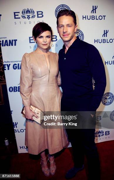 Actress Ginnifer Goodwin and actor Josh Dallas attend photo op for Hulu's 'Obey Giant' at The Theatre at Ace Hotel on November 7, 2017 in Los...