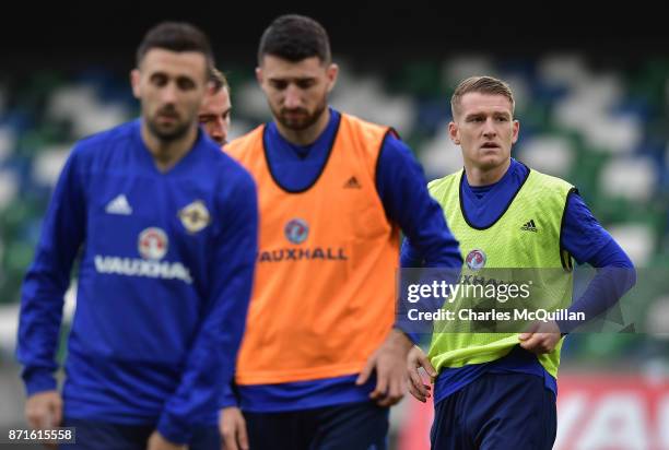 Steve Davis of Northern Ireland during the squad training session at Windsor Park on November 8, 2017 in Belfast, Northern Ireland. Northern Ireland...