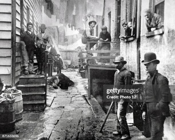 Photograph of Bandits' Roost by Jacob Riis Danish American social reformer, 'muckraking' journalist and social documentary photographer. Dated 1890.