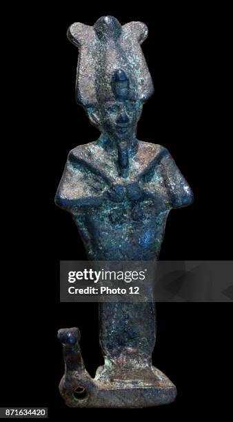 Statuette of the god ancient Egyptian God Osiris. Bronze. Late Period . In a bloody battle, Seth dismembered Osiris and spread his remains all around...