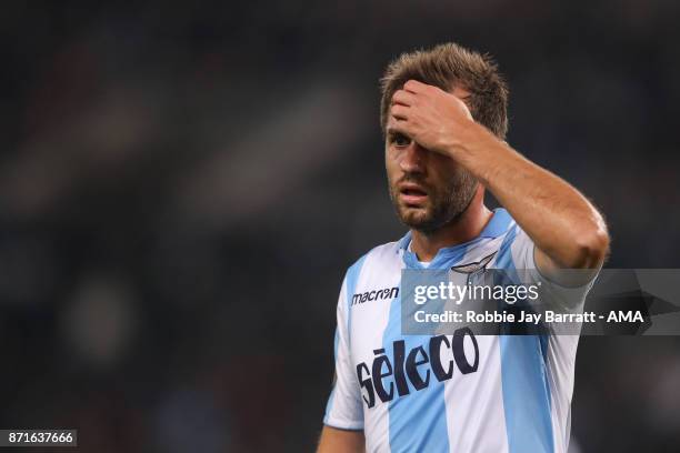 Senad Lulic of Lazio during the UEFA Europa League group K match between Lazio Roma and OGC Nice at Stadio Olimpico on November 2, 2017 in Rome,...