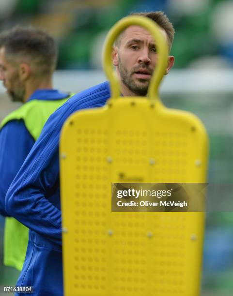 Belfast , United Kingdom - 8 November 2017; Gareth McAuley during Northern Ireland squad training at Windsor Park in Belfast.