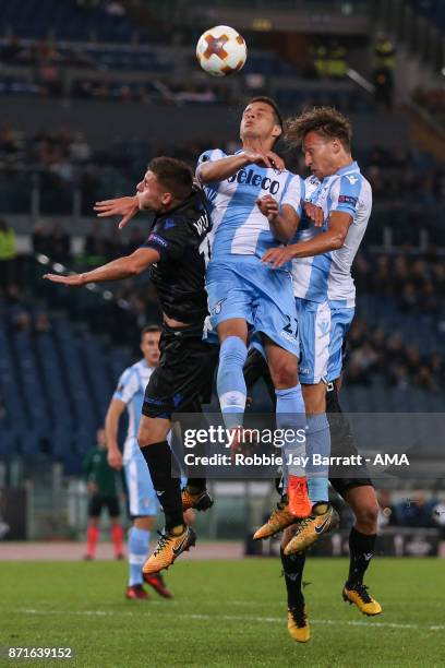 Luiz Felipe of Lazio and Lucas Leiva of Lazio during the UEFA Europa League group K match between Lazio Roma and OGC Nice at Stadio Olimpico on...