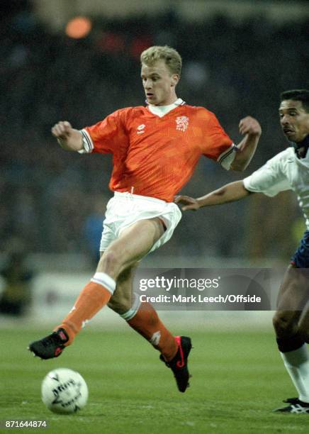 April 1993 Wembley : England v Netherlands : Dennis Bergkamp of Netherlands