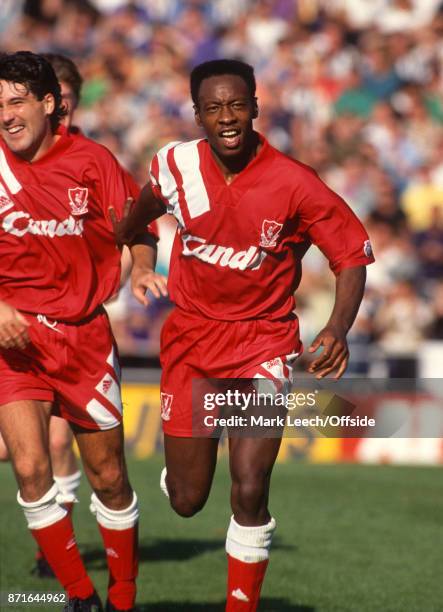 September 1991 Nottingham: Football League Division One: Notts County v Liverpool FC: Mark Walters of Liverpool celebrates after scoring a late...