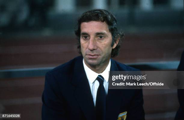 September 1984 Brussels : International football friendly match: Belgium v Argentina : Argentinian coach Carlos Bilardo