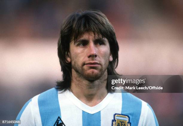 September 1984 Brussels : International football friendly match: Belgium v Argentina : Ricardo Gareca of Argentina: Photo : Mark Leech