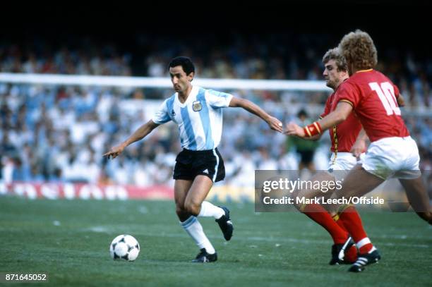 June 1982 Barcelona : FIFA World Cup Belgium v Argentina : Osvaldo Ardiles of Argentina
