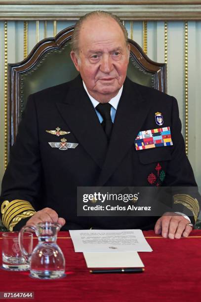 King Juan Carlos presides over the annual meeting of the Naval Museum on November 8, 2017 in Madrid, Spain.