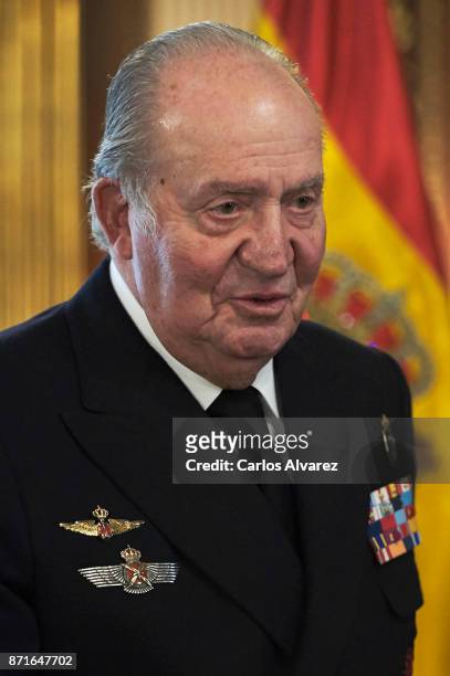 King Juan Carlos presides over the annual meeting of the Naval Museum on November 8, 2017 in Madrid, Spain.