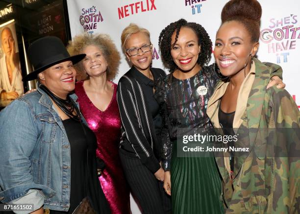 She's Gotta Have it" Writer Radha Blank, Michaela Angela Davis, "Shes Gotta Have It" Executive Producer Tonya Lewis Lee, Writer Eisa Davis, and Lead...