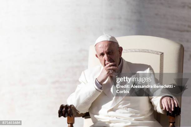 Pope Francis leads his general weekly audience on November 8, 2017 in Vatican City, Vatican.