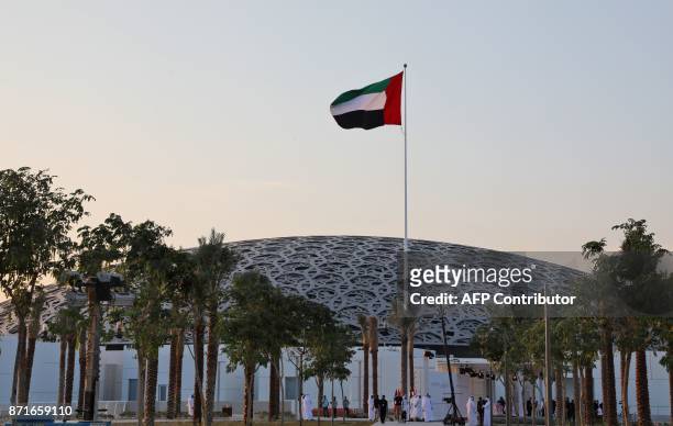 View of the exterior of the Louvre Abu Dhabi museum on November 8, 2017. More than a decade in the making, the Louvre Abu Dhabi opens its doors...