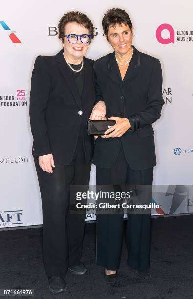 Former professional tennis players Billie Jean King and Ilana Kloss attend as the Elton John AIDS Foundation commemorates its 25th year and honors...