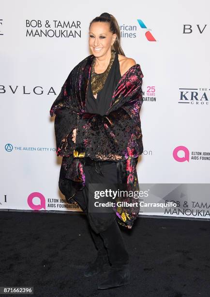 Fashion designer Donna Karan attends Elton John AIDS Foundation Commemorates Its 25th Year And Honors Founder Sir Elton John During New York Fall...