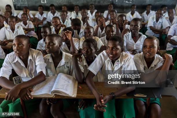 Scenes from Kalokol Girls Primary school where girls do not have access to running water. The girls take it in turns to fetch water daily from a dry...