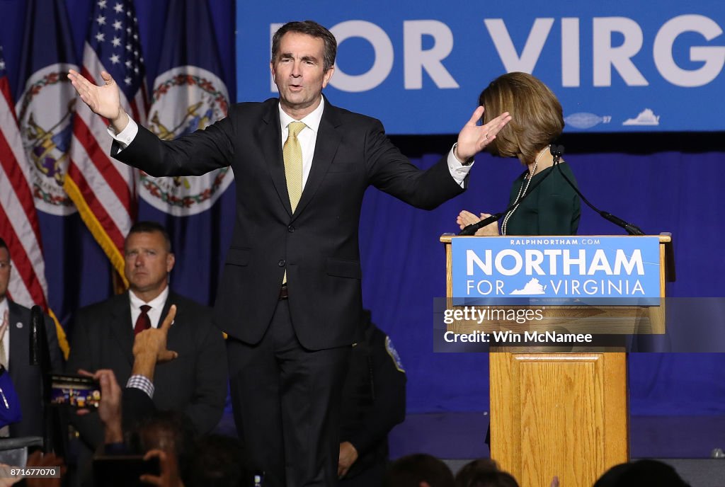Virginia Gubernatorial Candidate Ralph Northam Holds Election Night Gathering In Fairfax, Virginia