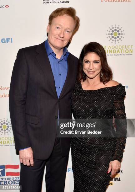 Conan O'Brien and Caroline Hirsch attend the 11th Annual Stand Up for Heroes Event presented by The New York Comedy Festival and The Bob Woodruff...