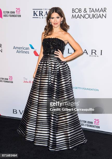 Hilaria Baldwin attends as Elton John AIDS Foundation Commemorates Its 25th Year And Honors Founder Sir Elton John During New York Fall Gala at...