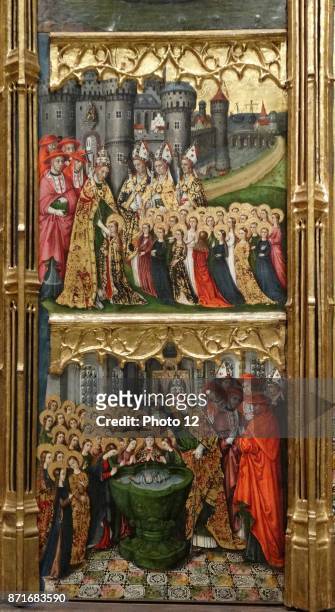 Altarpiece of Saint Ursula and the eleven thousand virgins by Joan Reixach Spanish painter and miniaturist. Dated 15th Century.