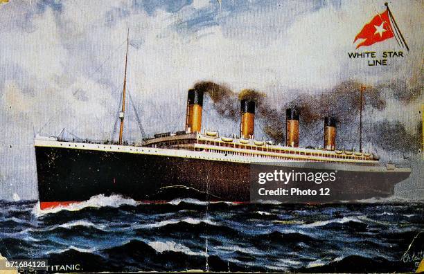 Pre-disaster postcard, front depicting the Titanic. Dated 1907.