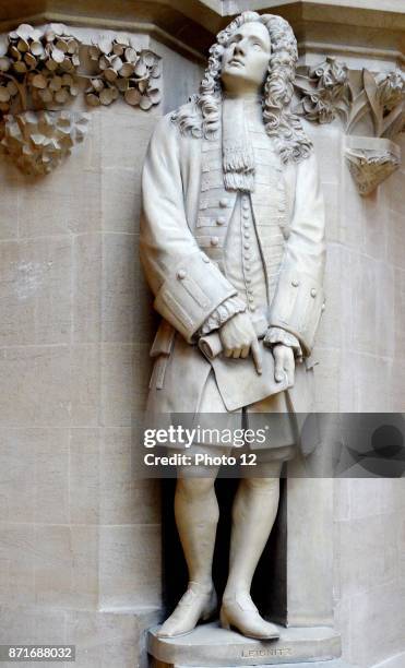 Statue of Gottfried Wilhelm Leibniz German polymath and philosopher. Dated 2009.