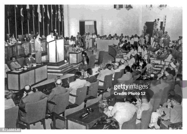 Photograph from the Bandung Conference, a meeting of Asian and African states who were newly independent. Bandung, Indonesia. Dated 1955.