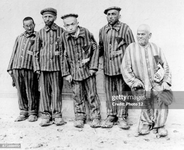Mentally and physically handicapped Jewish prisoners, in Buchenwald concentration camp 1938.