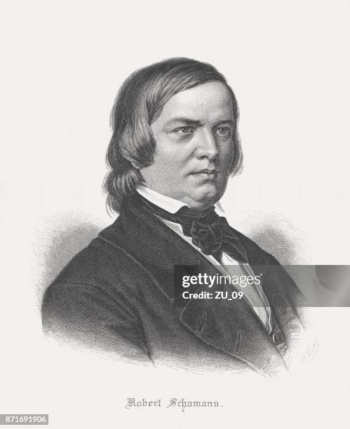 robert schumann (german composer, 1810-1856), steel engraving, published in 1889 - 1856 2017 stock illustrations