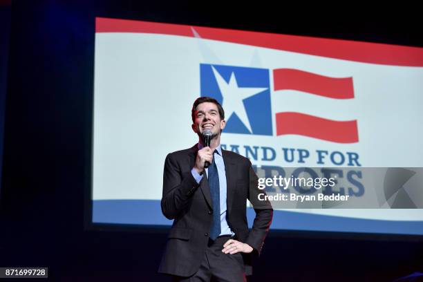 John Mulaney speaks onstage during the 11th Annual Stand Up for Heroes Event presented by The New York Comedy Festival and The Bob Woodruff...