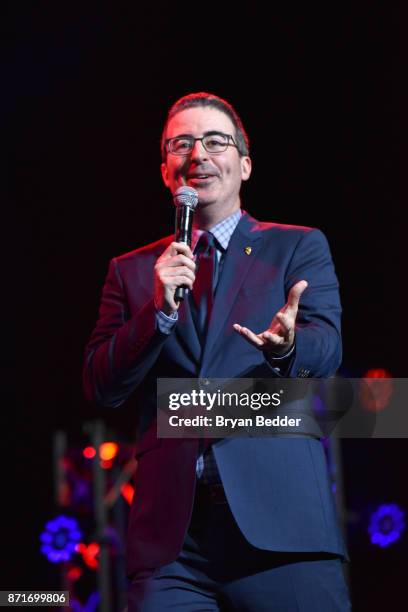 John Oliver speaks onstage during the 11th Annual Stand Up for Heroes Event presented by The New York Comedy Festival and The Bob Woodruff Foundation...